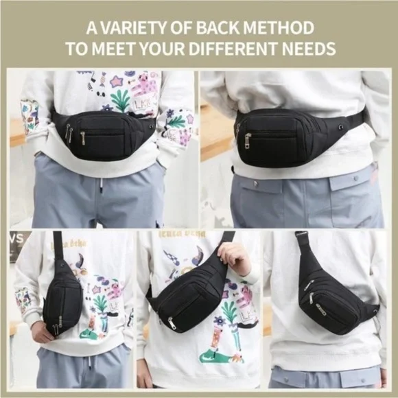 𝅺crossbody Fanny Pack Adjustable Strap Black Pure